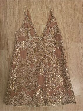 Free People Gold Sequin Slip Dress size 8 NWT